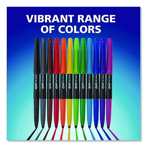 EXPO Wet Erase Marker, Ultra Fine Bullet Tip, Assorted Colors, 8/Pack (2134345B)