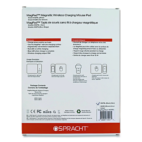 Spracht MagPad Charger and Mouse Pad, Black (MGPBK)