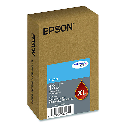 Epson T13U220 (T13U) DURABrite Pro High-Yield Ink, 4,600 Page-Yield, Cyan