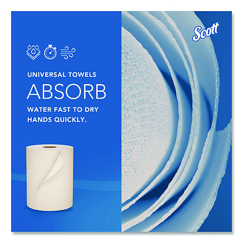 Scott Essential 100% Recycled Fiber Hard Roll Towel, 1-Ply, 8" x 800 ft, 1.5" Core, Brown, 6 Rolls/Carton (56758)