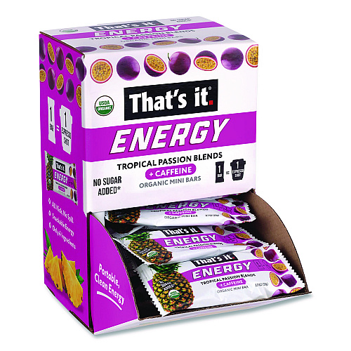 Organic Energy Bars, Tropical Passion Blend, 0.7 oz Bar, 36/Box