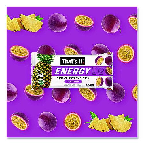 Organic Energy Bars, Tropical Passion Blend, 0.7 oz Bar, 36/Box