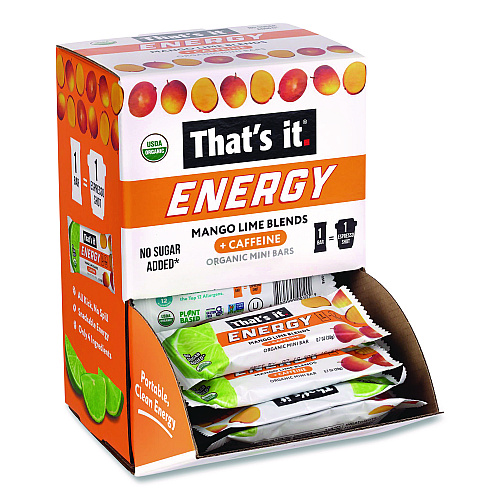 Organic Energy Bars, Mango Lime, 0.7 oz Bar, 36/Box