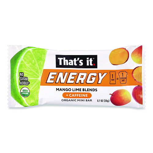 Organic Energy Bars, Mango Lime, 0.7 oz Bar, 36/Box