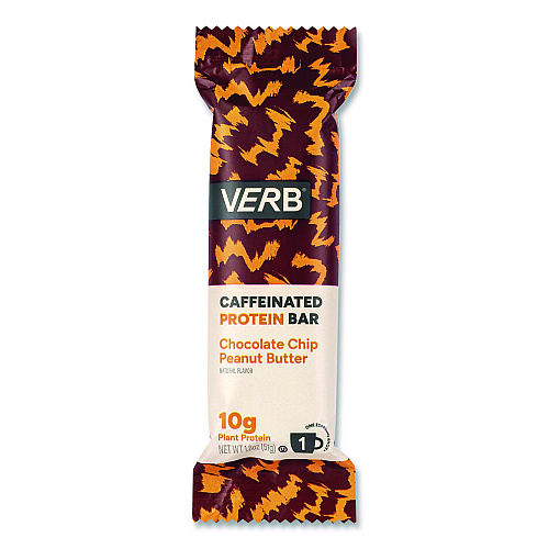 Caffeinated Protein Bar, Chocolate Chip Peanut Butter, 1.8 oz Bar, 12/Box