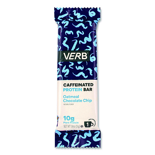 Caffeinated Protein Bar, Oatmeal Chocolate Chip, 1.8 oz Bar, 12/Box