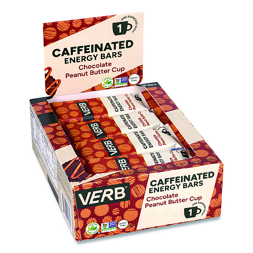 Caffeinated Energy Bar, Chocolate Peanut Butter Cup, 0.92 oz Bar, 16/Box