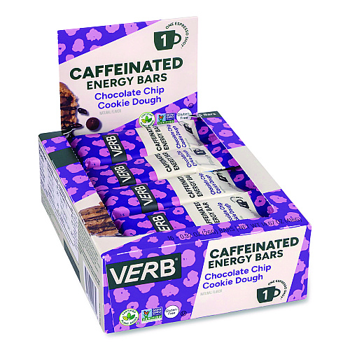 Caffeinated Energy Bar, Chocolate Peanut Butter Cup and Chocolate Chip Cookie Dough, 0.92  oz Bar, 32/Box