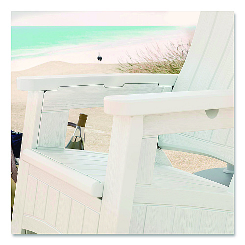 Suncast Adirondack Chair with Storage, Supports Up to 375 lb, 14.5" Seat Height, 30" x 32.5" x 38.5", Ice Cube (BMAC1000CB)