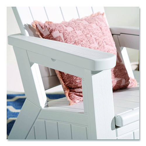 Suncast Adirondack Chair with Storage, Supports Up to 375 lb, 14.5" Seat Height, 30" x 32.5" x 38.5", Ice Cube (BMAC1000CB)