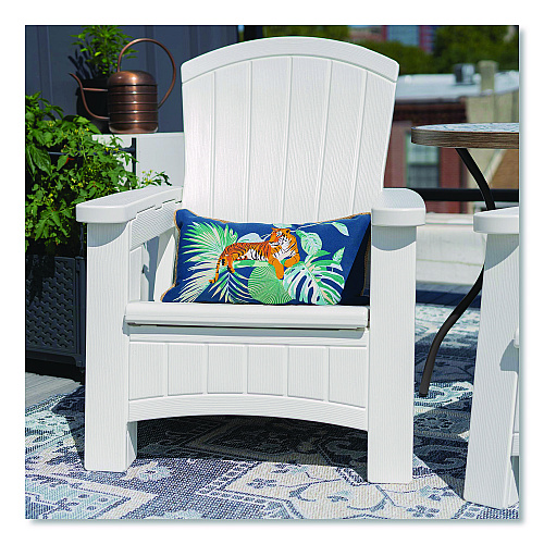 Suncast Adirondack Chair with Storage, Supports Up to 375 lb, 14.5" Seat Height, 30" x 32.5" x 38.5", Ice Cube (BMAC1000CB)