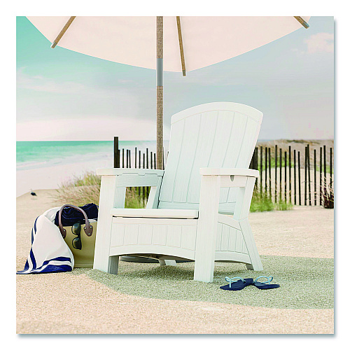 Suncast Adirondack Chair with Storage, Supports Up to 375 lb, 14.5" Seat Height, 30" x 32.5" x 38.5", Ice Cube (BMAC1000CB)