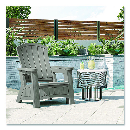 Suncast Adirondack Chair with Storage, Supports Up to 375 lb, 14.5" Seat Height, 30" x 32.5" x 38.5", Dove Gray (BMAC1000DG)