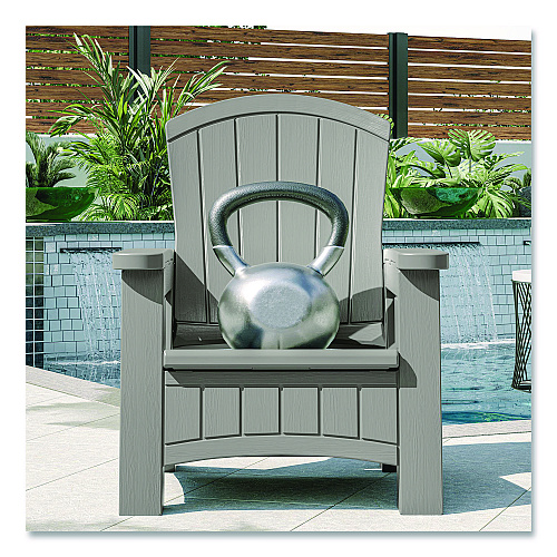 Suncast Adirondack Chair with Storage, Supports Up to 375 lb, 14.5" Seat Height, 30" x 32.5" x 38.5", Dove Gray (BMAC1000DG)