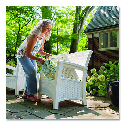 Suncast Elements Club Chair with Storage, Supports Up to 300 lb, 17" Seat Height, 25.25" x 29.75" x 35.5", Ice Cube (BMCC1800CB)