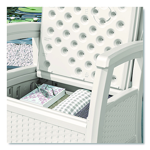 Suncast Elements Club Chair with Storage, Supports Up to 300 lb, 17" Seat Height, 25.25" x 29.75" x 35.5", Ice Cube (BMCC1800CB)
