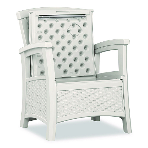 Suncast Elements Club Chair with Storage, Supports Up to 300 lb, 17" Seat Height, 25.25" x 29.75" x 35.5", Ice Cube (BMCC1800CB)