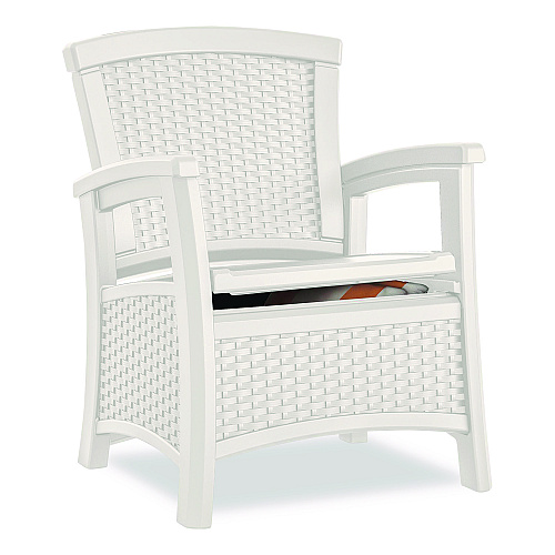 Suncast Elements Club Chair with Storage, Supports Up to 300 lb, 17" Seat Height, 25.25" x 29.75" x 35.5", Ice Cube (BMCC1800CB)