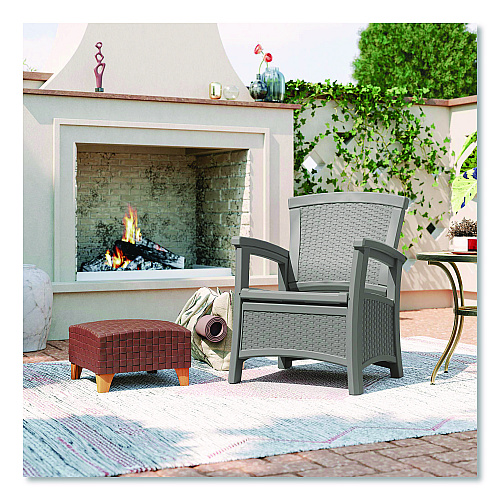 Suncast Elements Club Chair with Storage, Supports Up to 300 lb, 17" Seat Height, 25.25" x 29.75" x 35.5", Dove Gray (BMCC1800DG)