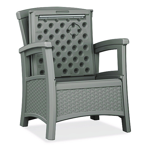 Suncast Elements Club Chair with Storage, Supports Up to 300 lb, 17" Seat Height, 25.25" x 29.75" x 35.5", Dove Gray (BMCC1800DG)
