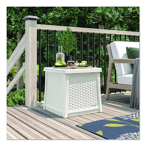 Suncast Elements End Table with Storage, Square, 18.75w x 18.75d x 18h, Ice Cube Top, Ice Cube Base/Legs (BMDB1310CB)