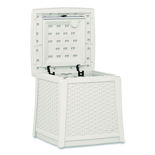 Suncast Elements End Table with Storage, Square, 18.75w x 18.75d x 18h, Ice Cube Top, Ice Cube Base/Legs (BMDB1310CB)