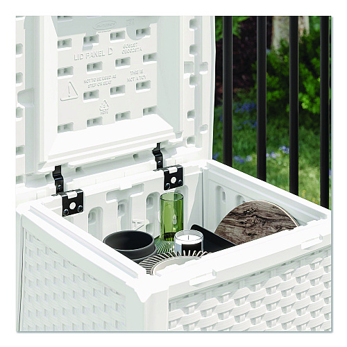 Suncast Elements End Table with Storage, Square, 18.75w x 18.75d x 18h, Ice Cube Top, Ice Cube Base/Legs (BMDB1310CB)