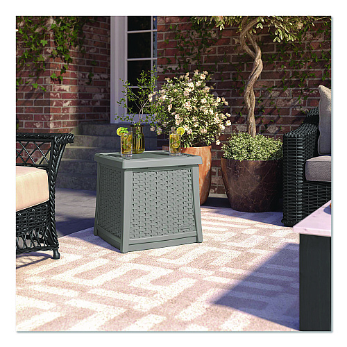 Suncast Elements End Table with Storage, Square, 18.75w x 18.75d x 18h, Dove Gray Top, Dove Gray Base (BMDB1310DG)