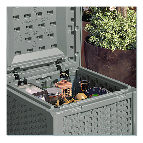 Suncast Elements End Table with Storage, Square, 18.75w x 18.75d x 18h, Dove Gray Top, Dove Gray Base (BMDB1310DG)