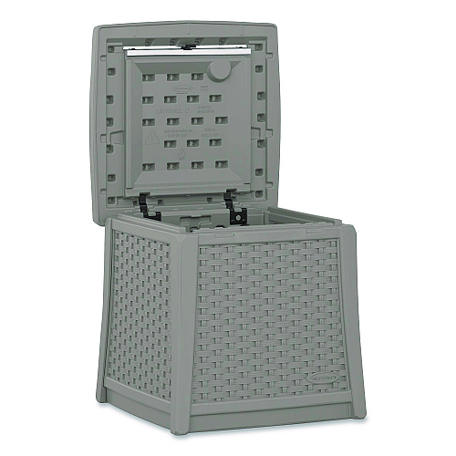 Suncast Elements End Table with Storage, Square, 18.75w x 18.75d x 18h, Dove Gray Top, Dove Gray Base (BMDB1310DG)