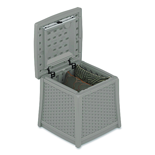 Suncast Elements End Table with Storage, Square, 18.75w x 18.75d x 18h, Dove Gray Top, Dove Gray Base (BMDB1310DG)