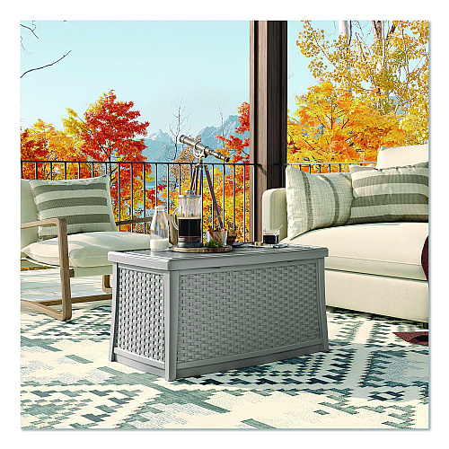 Suncast Elements Coffee Table with Storage, Rectangular, 34w x 20d x 18h, Dove Gray Top, Dove Gray Base/Legs (BMDB3010DG)