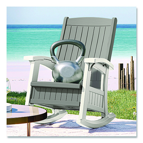 Suncast Rocking Chair with Storage, Supports Up to 375 lb, 17.25" Seat Height, 29.75" x 35" x 40.5", Dove Gray/Ice Cube (BMRC1020)