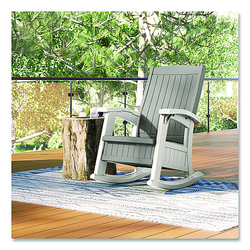 Suncast Rocking Chair with Storage, Supports Up to 375 lb, 17.25" Seat Height, 29.75" x 35" x 40.5", Dove Gray/Ice Cube (BMRC1020)