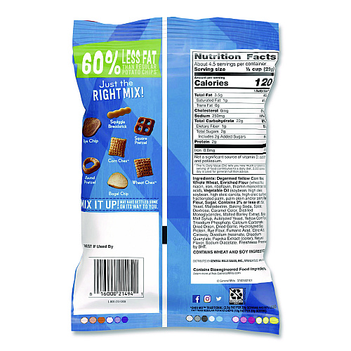 Chex Mix Snack Mix Savory Traditional, 4.5 oz Bag, 8/Box (SN21494)