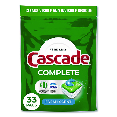 Cascade Complete ActionPacs, Fresh Scent, 17.6 oz Bag, 33 Pacs/Bag, 4 Bags/Carton (15518)