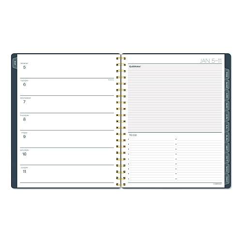 Cambridge Hera Weekly Monthly Planner, Wavy Lines, 11 x 8.5, Black/Gold Cover, 12-Month (Jan to Dec): 2026 (1765905)