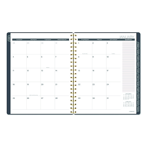 Cambridge Hera Weekly Monthly Planner, Wavy Lines, 11 x 8.5, Black/Gold Cover, 12-Month (Jan to Dec): 2026 (1765905)