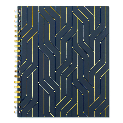 Cambridge Hera Weekly Monthly Planner, Wavy Lines, 11 x 8.5, Black/Gold Cover, 12-Month (Jan to Dec): 2026 (1765905)