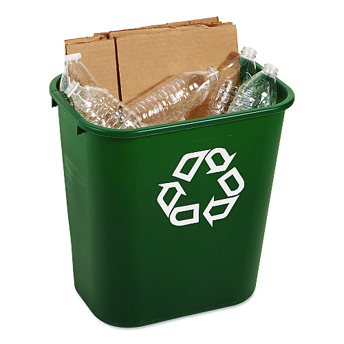 Rubbermaid Commercial Deskside Plastic Container for Paper Recycling, 7 gal, Plastic, Green (295606GREEA)