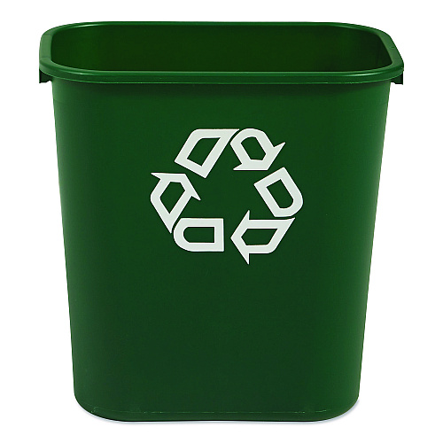 Rubbermaid Commercial Deskside Plastic Container for Paper Recycling, 7 gal, Plastic, Green (295606GREEA)