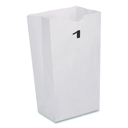 Grocery Paper Bags, 1# Size, 30 lb Weight Capacity, 3.5" x 2.25" x 6.63", White, 500/Bundle