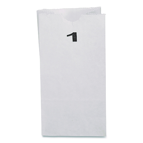Grocery Paper Bags, 1# Size, 30 lb Weight Capacity, 3.5" x 2.25" x 6.63", White, 500/Bundle