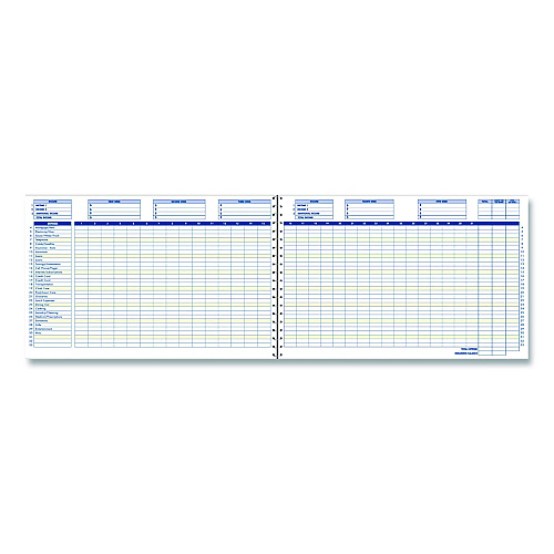 Adams Home/Office Weekly/Monthly Budget Book, Two-Page Spread: 15 Columns, Royal Blue Cover, 7 x 10 Sheets, 32 Sheets/Book (AFR31)