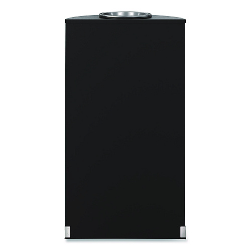 Suncast Commercial Half Round Metal Trash Can with Ashtray, 9 gal, Steel, Black (MTCRES901BKS)
