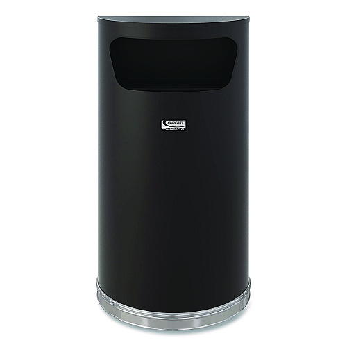 Suncast Commercial Half Round Metal Trash Can, 9 gal, Steel, Black (MTCRES901BK)