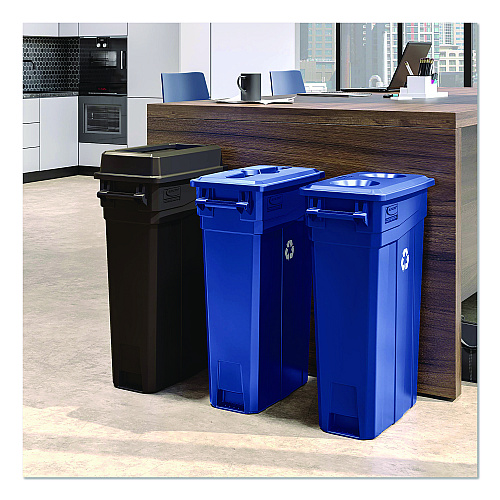 Suncast Commercial 23 Gallon Resin Slim Trash Can Paper Recycling Lid, 11.87 x 20.25 x 1.35, Blue (TCNLID03BLD)