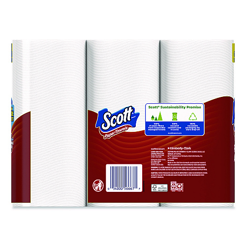 Scott Choose-a-Size Mega Kitchen Roll Paper Towels, 1-Ply, 108/Roll, 6 Rolls/Pack, 4 Packs/Carton (56668)