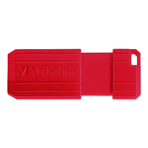 Verbatim PinStripe USB 2.0 Flash Drive, 64 GB, Caribbean Blue/Red, 2/Pack (70059)