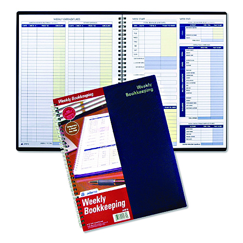 Adams Weekly Bookkeeping Ledger, Columns Vary By Section, Royal Blue Cover, 11 x 8.5 Sheets, 56 Sheets/Book (AFR70)